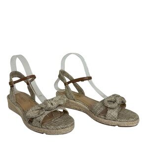 Talbots Linen Bow Espadrille Wedge Sandal Size 6.5